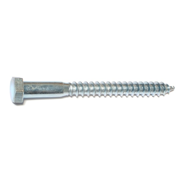 Midwest Fastener Lag Screw, 3/8 in, 4 in, Steel, Zinc Plated Hex Hex Drive, 8 PK 35041 - main
